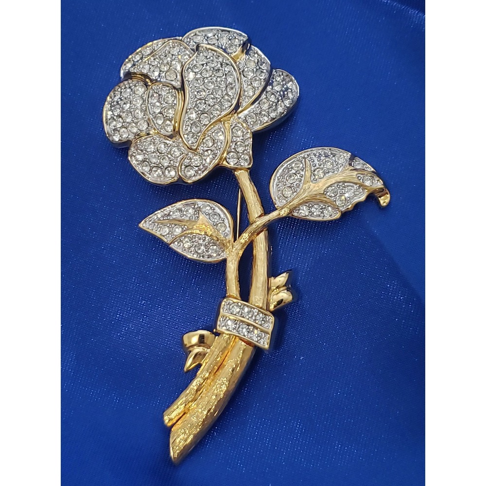 Nolan Miller Pavé Rose Gold Tone and Crystal Pin Brooch